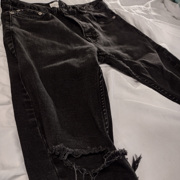 Topman Knee Rip Stretch Skinny Jeans in Black 30x30 - Picture 5 of 6